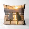 Pieces Sunset Cats Scenic Throw Pillow Covers Polyester Sofa Decorative Cushion Cov Headboard Pillow (Without Pillow Core