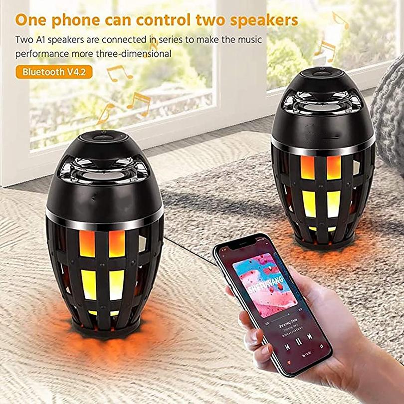 Portable Wireless Speaker LED Flame Light Loudspeaker Bluetooth Speaker Outdoor Player with LED Flame Torch Light Flicker Light