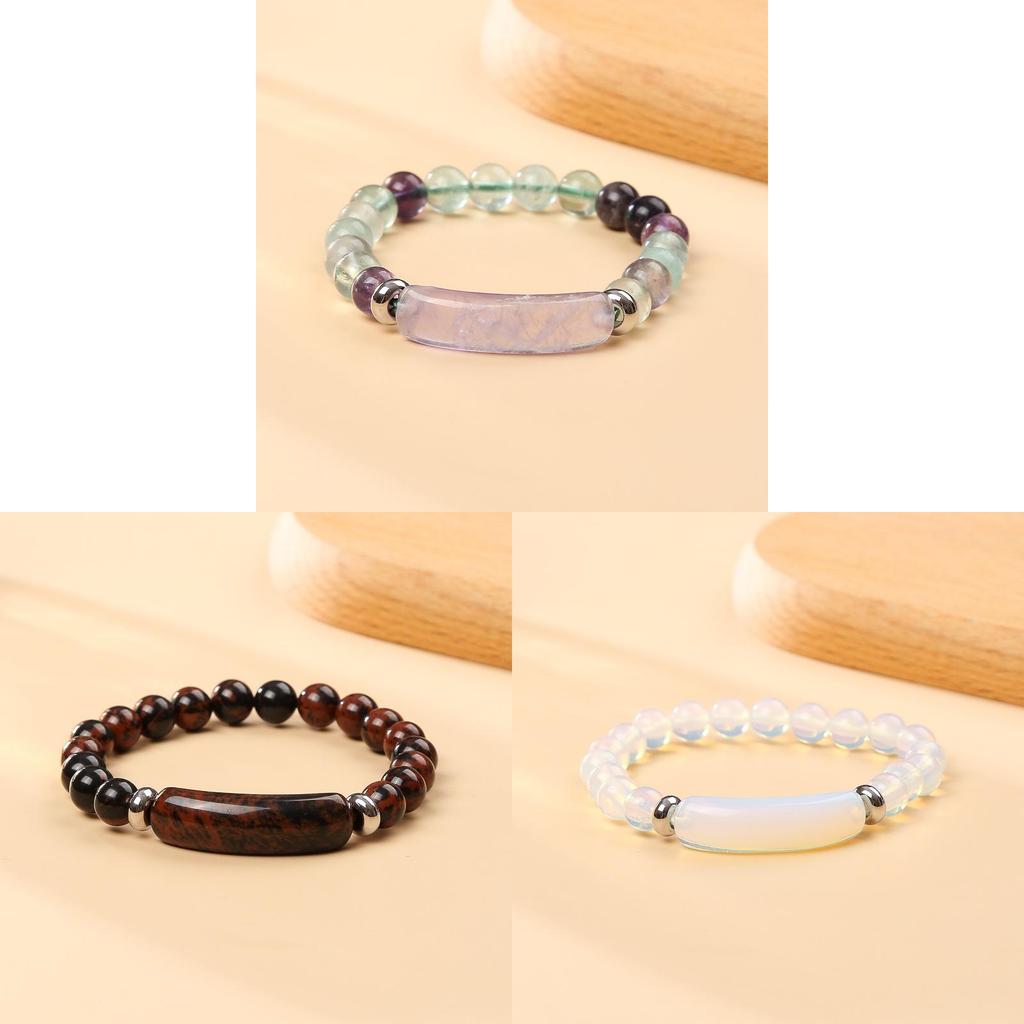 Braccialetto con Perline di Cristallo di Agata Geometrica con Design Artigianale per Accessorio Moda Unisex