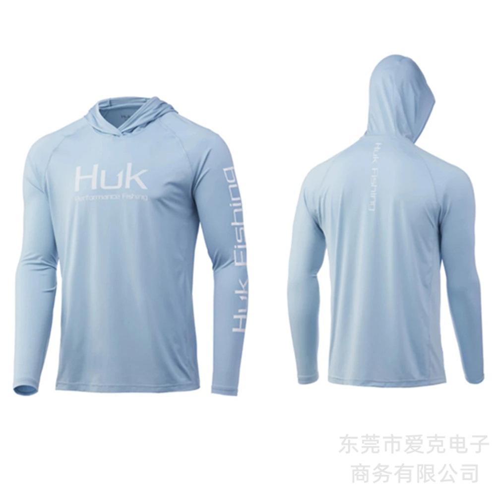 HUK Fishing Shirt Hooded Long Sleeve T-Shirt Men's Sunscreen Fishing Suit Outdoor Sports Luya Fishing Suit Quick Drying Breathable