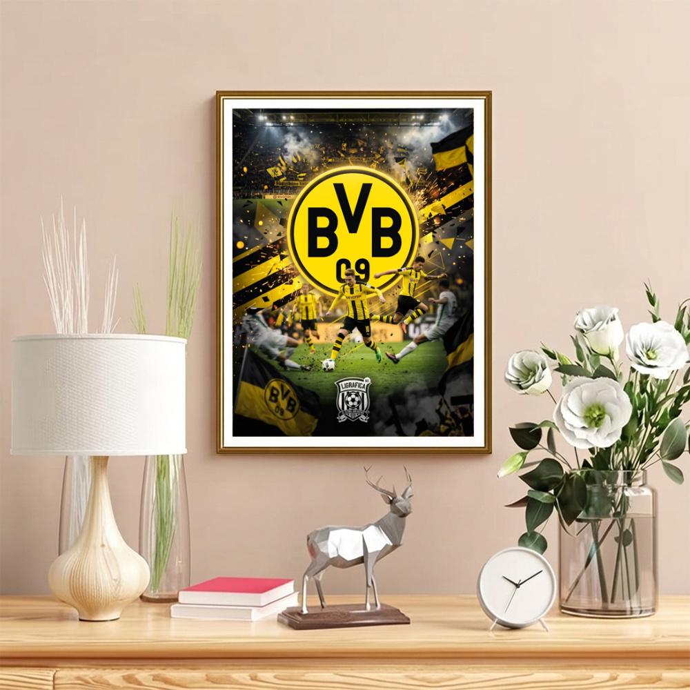 Bvb Soccer Team Stadium Theme Diamond Painting Round Diamond Mosaic Rhinestones Diamond Embroidery Craft Kit Wall Decor Without Frame
