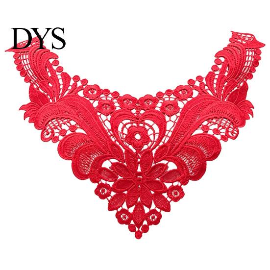 Fashion Neckline Enhancement Floral Lace Collar Insert, Embroidery V-neck Applique, Elegant Sew on Applique Hollow Petal Design, Polyester Decorative