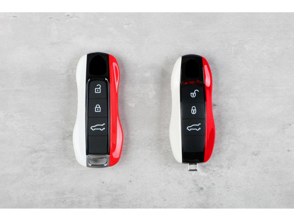 Compatible Key Shell for Porsche Cayenne, Macan, 718, Taycan, 911, Panamera - Red/White Mix