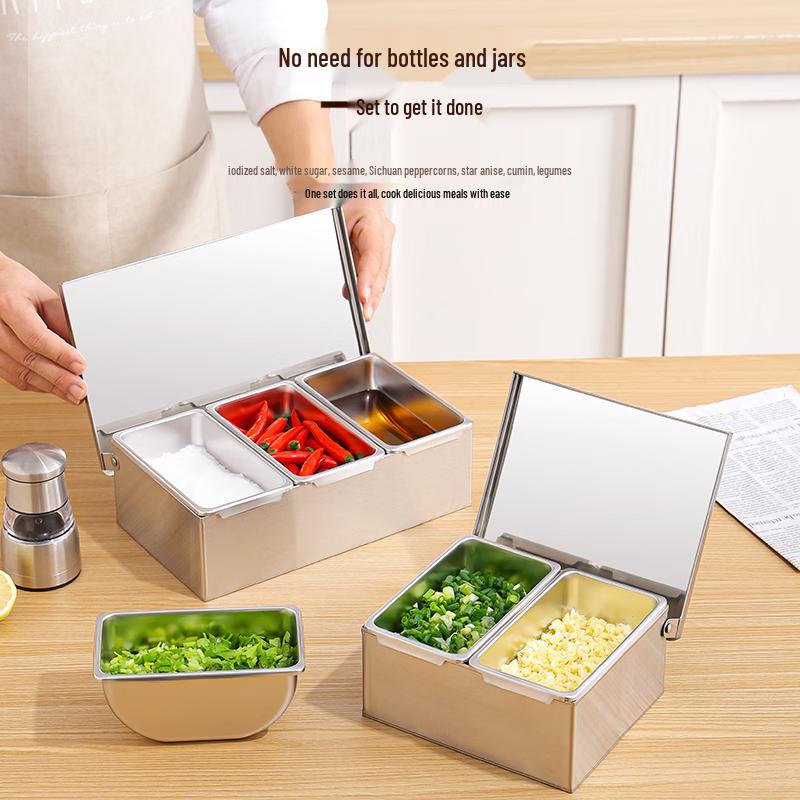 FATTBAO Stainless Steel Multi-Compartment Seasoning Box