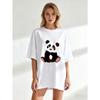 Cute Panda Print Oversized T Shirt Black Cartoon Animal Design For Casual Wear And Everyday Style