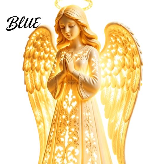 Elegant Shelf Display Piece Praying Angel Night Light Resin Decorative Figurine with Warm LED Lights Hollow Carved Sculpture for Home Decor Tabletop