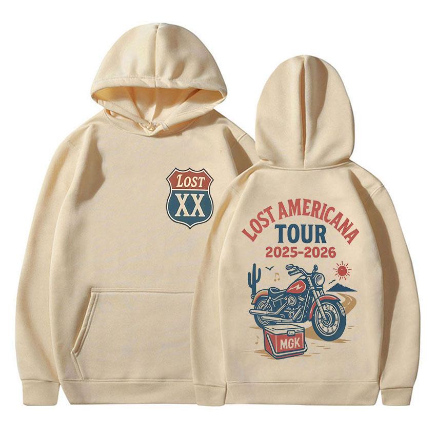 

Худі з логотипом репера MGK Lost Americana Tour 2025-2026 Чоловіче Жіноче Мода Харадзюку Худі Вінтажне Оверсайз З Довгим Рукавом L