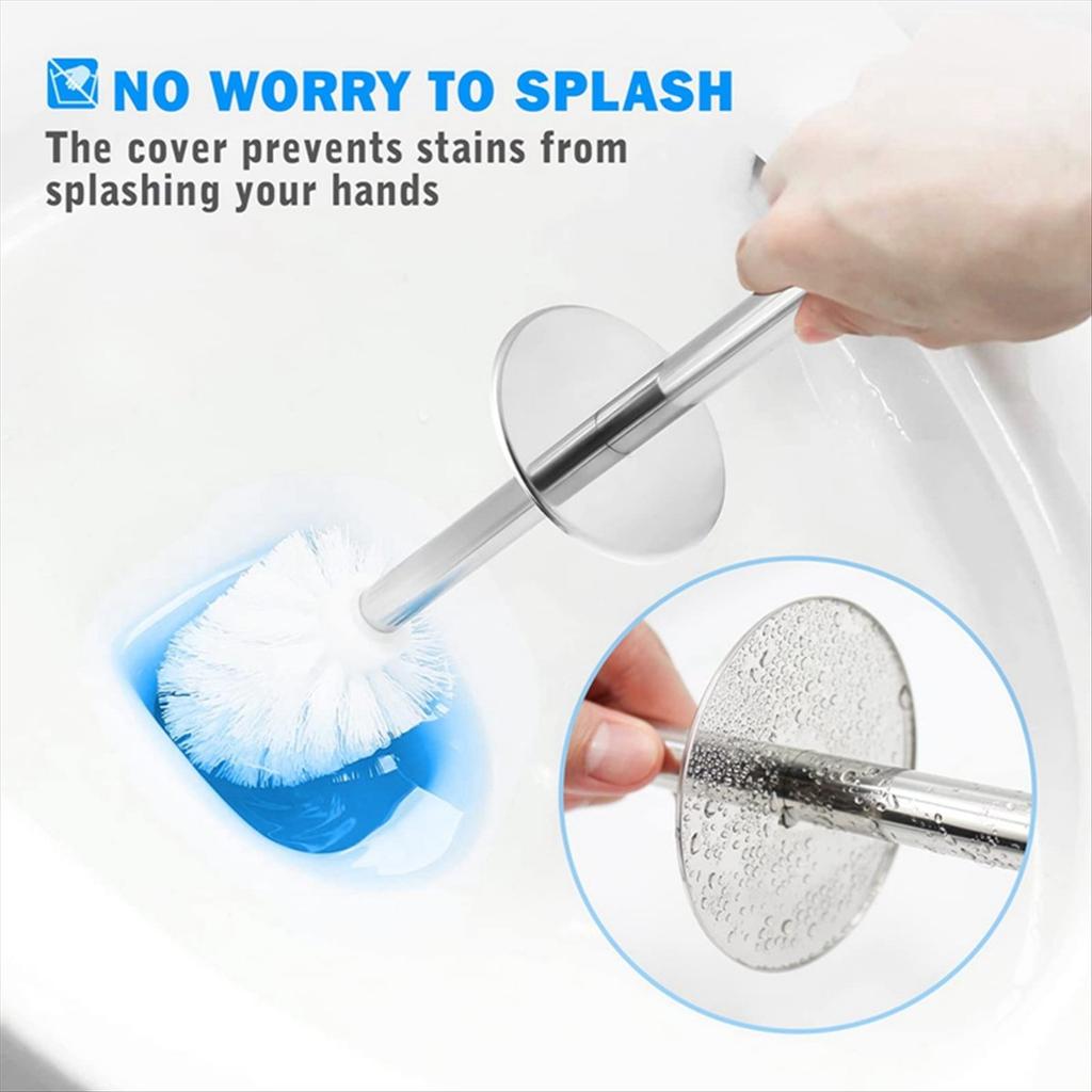 BHBL Toilet Brush and Holder, 2 Pack Toilet Brush with 304 Stainless Steel Long Handle, Toilet Bowl Brush White