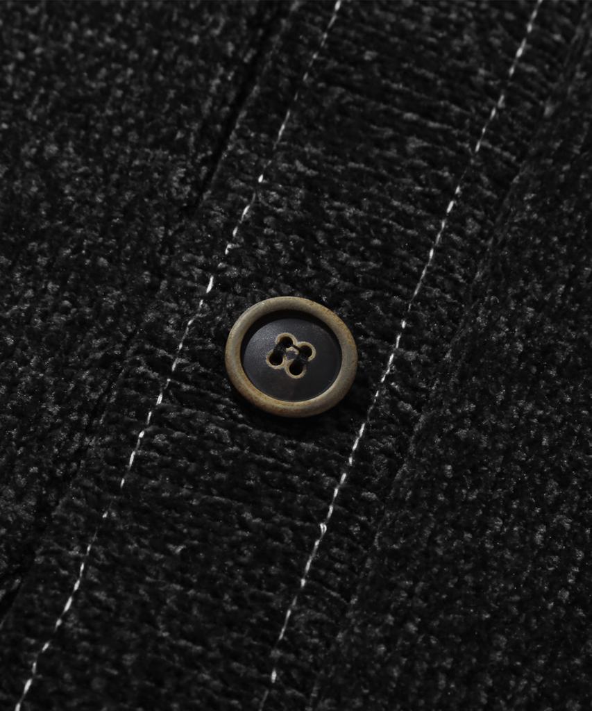 TRILLION Leather Patchwork Velvet Cardigan Knit_Black