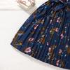 Girls' Dress Children's Clothing Summer Suspender Retro Printed Temperament Pleated Dress