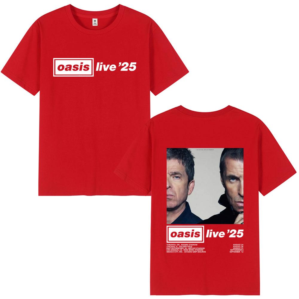 O-Oasis Live 25 Tour T-Shirts British Rock Band T-shirt Mens Clothing Cotton Casual Short Sleeve Tee Shirt Oversized Streetwear