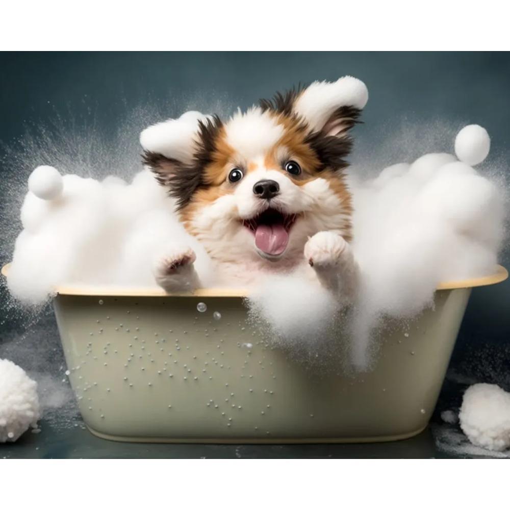 Cute Baby Lion Tiger In Bathtub Wall Art Canvas Painting Animals Bathing Funny Bathroom Art Poster Prints Picture Room Decor