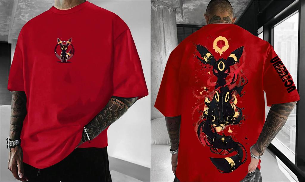 2026 Pokémon Japanese Anime Peripheral Umbreon Short Sleeve T-Shirt Pokémon Summer  Unisex Fashion Breathable Sports Top