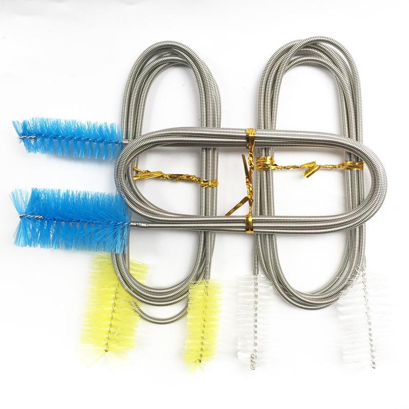 Aquarium Cleaning Brush for Water Filter Pump Lily Pipe Air Tube Hose Stainless Steel Fish Tank Brush Water Pump Accessories