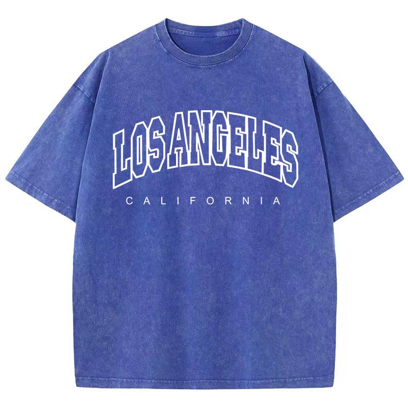 White Los Angeles Art Pattern Design Print Tshirt Male Versatile Sports T Shirt Aesthetic Daily T-Shirts Harajuku Loose Tops