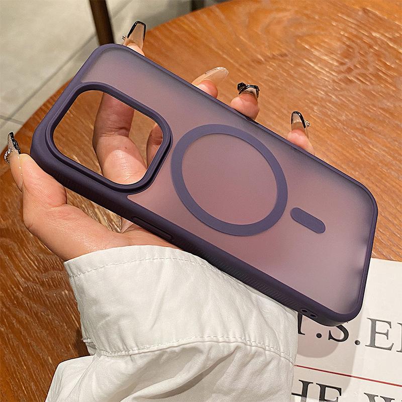 For Magsafe Matte Armor Magnetic Wireless Charging Case For iPhone 11 12 13 14 15 16 Pro Max Plus Shockproof Translucent Cover