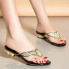 Women's Shoes 2024 New Rhinestone Sandals Women's Soft Leather Bottom Flip-flops Korean Version Beach Shoes