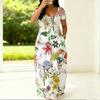 Women Loose Fitting Round Neck Dress Short Sleeve Plus Size Apparel For Summer Casual Daily Activities