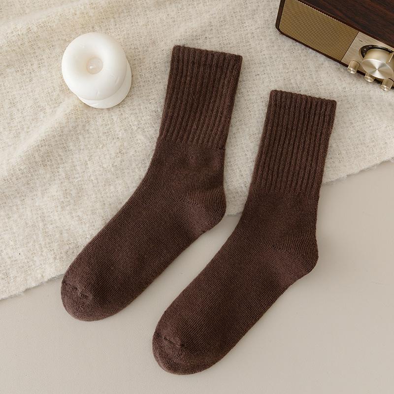 Chaussettes en laine super épaisses pour hommes et personnes âgées en automne et en hiver, chaudes mi-mollet, polaire et chaussettes longues épaissies anti-froid