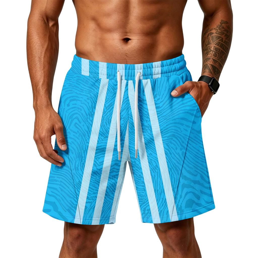 Men's Loose Fit Air Layer Athletic Shorts with Pockets Elastic Waistband Drawstring Gym Training Beach Casual Shorts