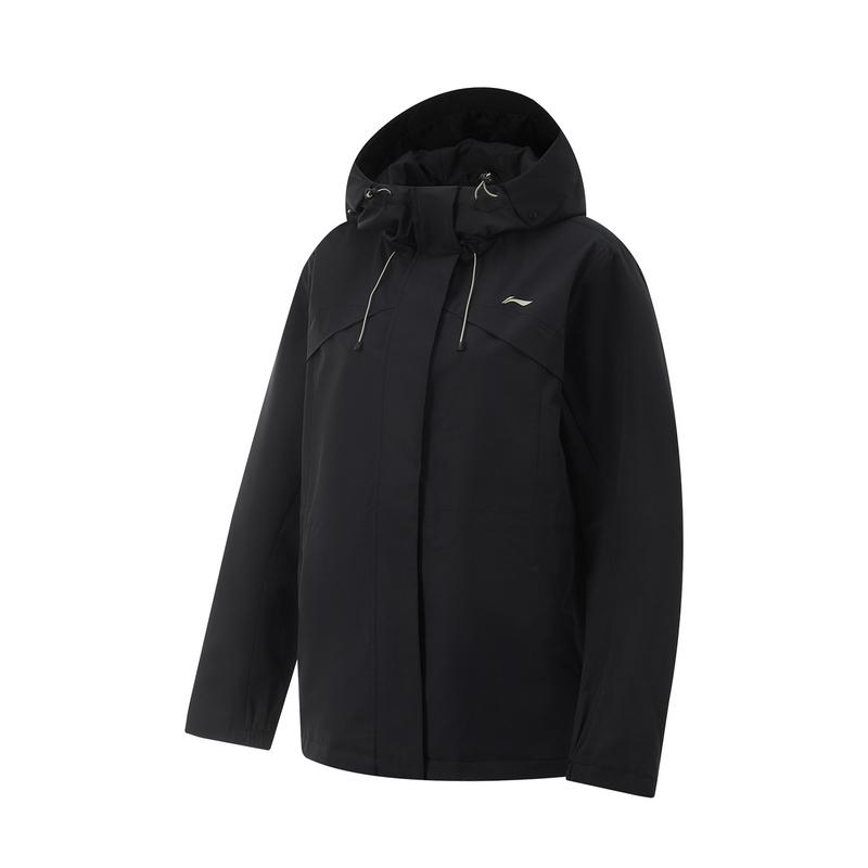 

Li Ning Comfortable Solid Color Casual Simple Zip Hooded Loose Sports Windbreaker Women outerwear Black AFDV740-2 L