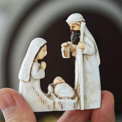 Weihnachtskrippe Ornament Harz Heilige Familie Figur Kaminsims Regal Tischdekoration Weihnachtsgeschenk für Christen