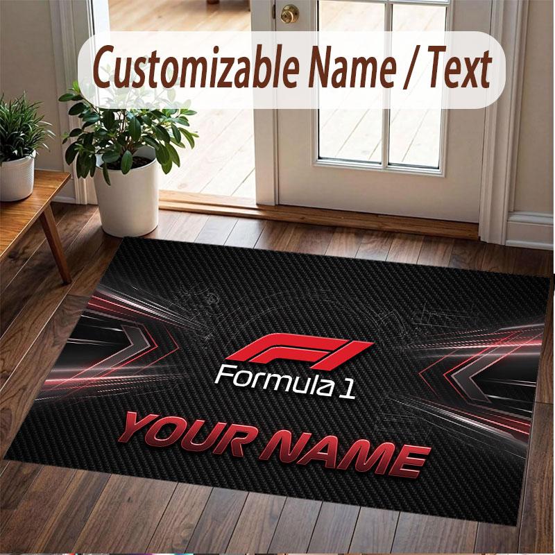 Custom Rug F1 Pattern Print Name Text Soft Non‑Slip Floor Carpet for Home Indoor Decoration
