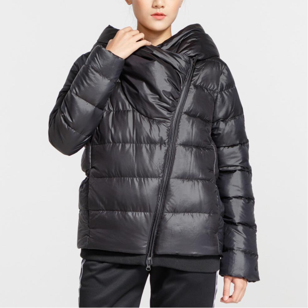 Nike Solid Logo Outdoor Quilted Lightweight Printed Zipper Hooded Down Jacket Women Jacket Black AJ7426-010