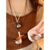 Cotton goose bow woven wool necklace Korean sweet simple sweater chain commuter versatile cute necklace