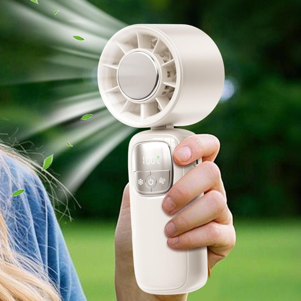 Portable Handheld Fan Personal Small Fan LED Display Lightweight Foldable Cooling Device With Adjustable Speeds For Hot Weather