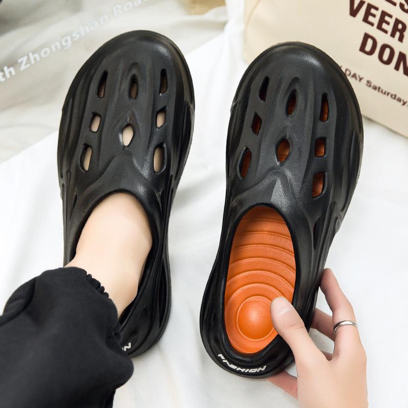 Hole shoes men's summer outdoor wear non-slip beach shoes eva step on shit feeling thick-soled men's slippers