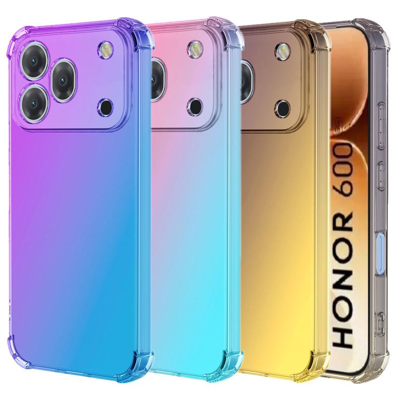 Four-corners Shockproof Gradient TPU Case for Honor 600 Pro 600 Lite 600e Protective Clear Cover Fundas Coque Capa