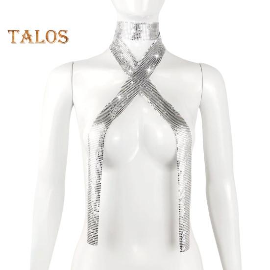 

Алюминиевый шарф с блестками, ожерелье для мужчин и женщин, легкий сверкающий дизайн, ожерелье с воротником, декоративный аксессуар