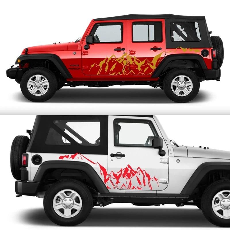 Car Side Stickers for Jeep Wrangler JK JL TJ YJ Mounta Model Automobile Door Vinyl Film Trim Decals Auto External Accessories