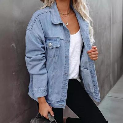 Women's Closing Solid Color Denim Casual Lapel Single Breasted Long Sleeve Jacket Coat