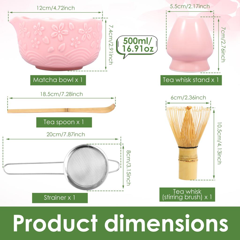 5 Pcs Matcha Making Kit Ceramic Japanese Matcha Bowl Whisk Set Easy to Clean Anti-Rust Matcha Set for Tea Lovers Tea Accessories