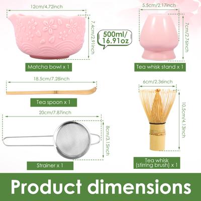 Kit de Préparation de Matcha 5 Pièces Bol à Matcha Japonais en Céramique Ensemble Fouet Facile à Nettoyer Anti-Rouille Ensemble Matcha pour Amateurs de Thé Accessoires de Thé