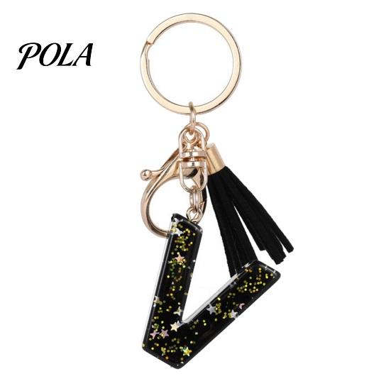 Portable Keychain Pendant Pendant, Sequins Star Letter A-Z Charm with Tassel, Key Chain Alphabet Initial Metal Keyring for Handbag Backpack