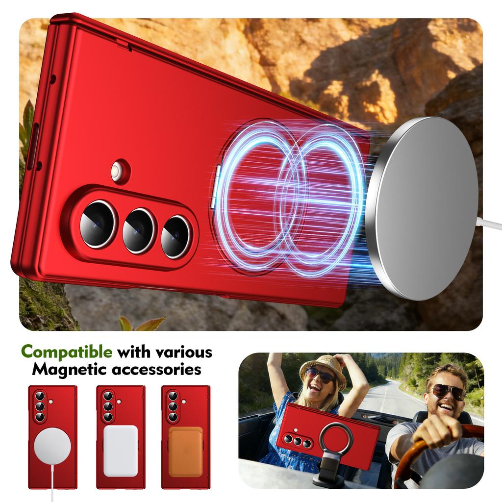 For Samsung Galaxy Z Flip 7 6 5 360° Alloy Rotating Stand Full Hinge Protection with Tempered Glass Phone Case