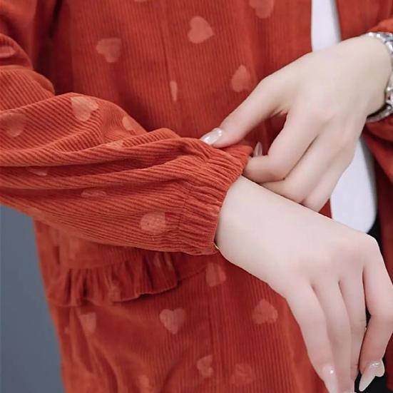 Women's Corduroy Shackets Jacket Oversized Button Down Lapel Coat Casual Long Sleeve Blouses Tops Fall Outerwear