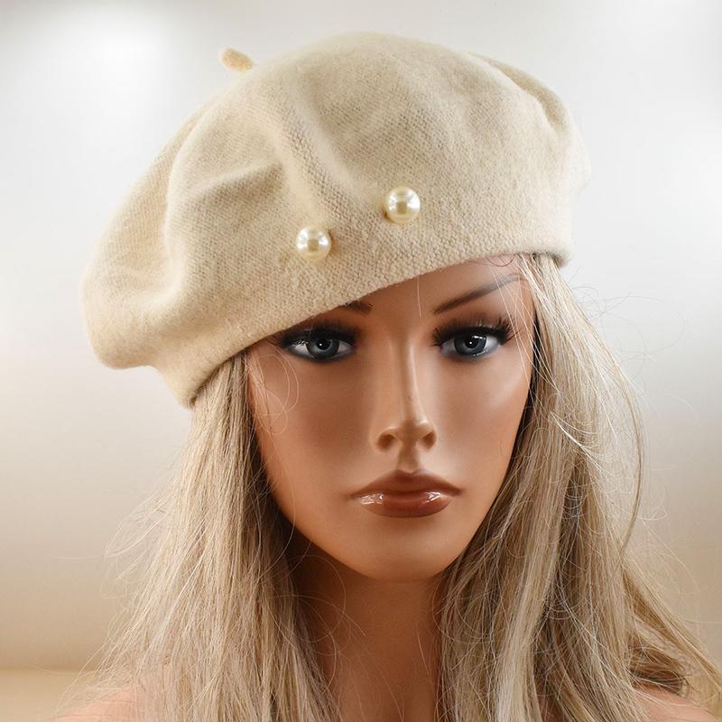 56cm Malířská čepice Lehký Perlový Baret Retro Kšiltovka Vintage Tenká Vintage Vlna Francouzská Dámská Podzimní