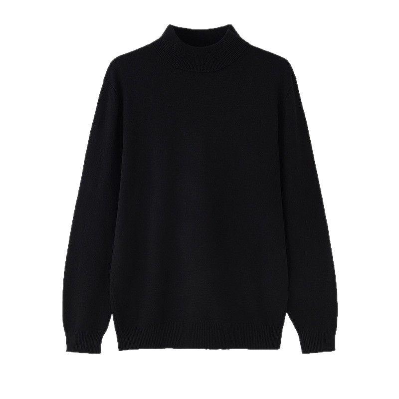 Men's Korean Style Loose Fit Knit High-Neck Long Sleeve Sweater for Autumn and Winter