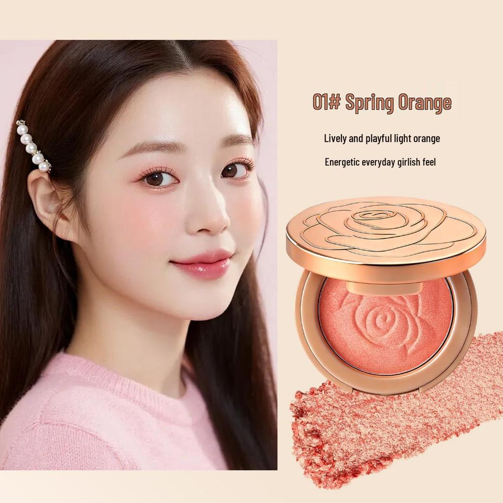 QXQY Soft Light Flower Blush: Matte, Long-Lasting, No-Cake Finish, Enhances Complexion. Single Color Palette.