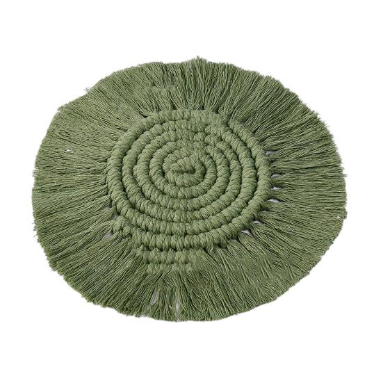 

Коврик для чашки с высокой впитывающей способностью, плетеная подставка для напитков, однотонная термостойкая многоразовая тканая подставка для чашки зелёный