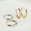 Elegant Colorful Zircon Inlaid Gold-Plated Hoop Earrings for Women