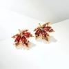 New Niche Fashion Red Maple Leaf Earrings Women's Light Luxury Earrings Retro Simple Crystal Earrings JewelryGiftsWholesale