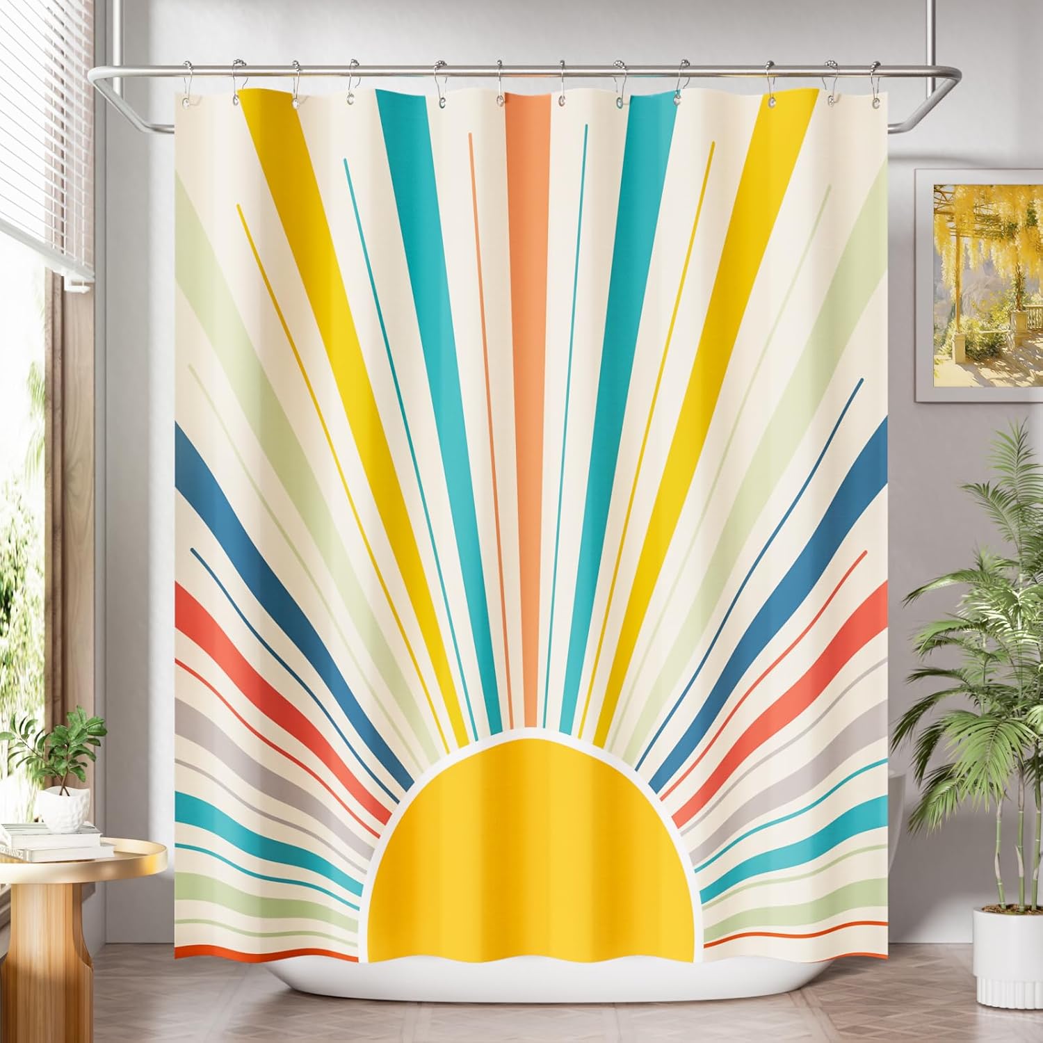 

Shower Curtain Blue,Washable Cloth Ombre Urtain Hooks, Rustic Waterproof Dark Sea Blue Farmhouse Shower Curtains For Bathroom W60H190(CM)-1 Pcs