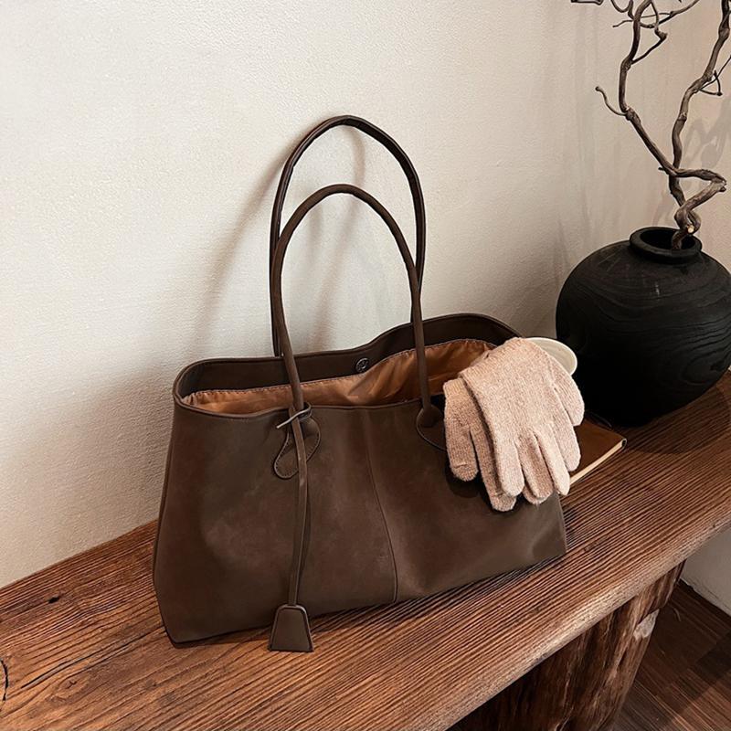Faux Suede Solid Color High Quality Fashionable Versatile Handbag Women's Large Capacity Winter Daily Shoulder Bag