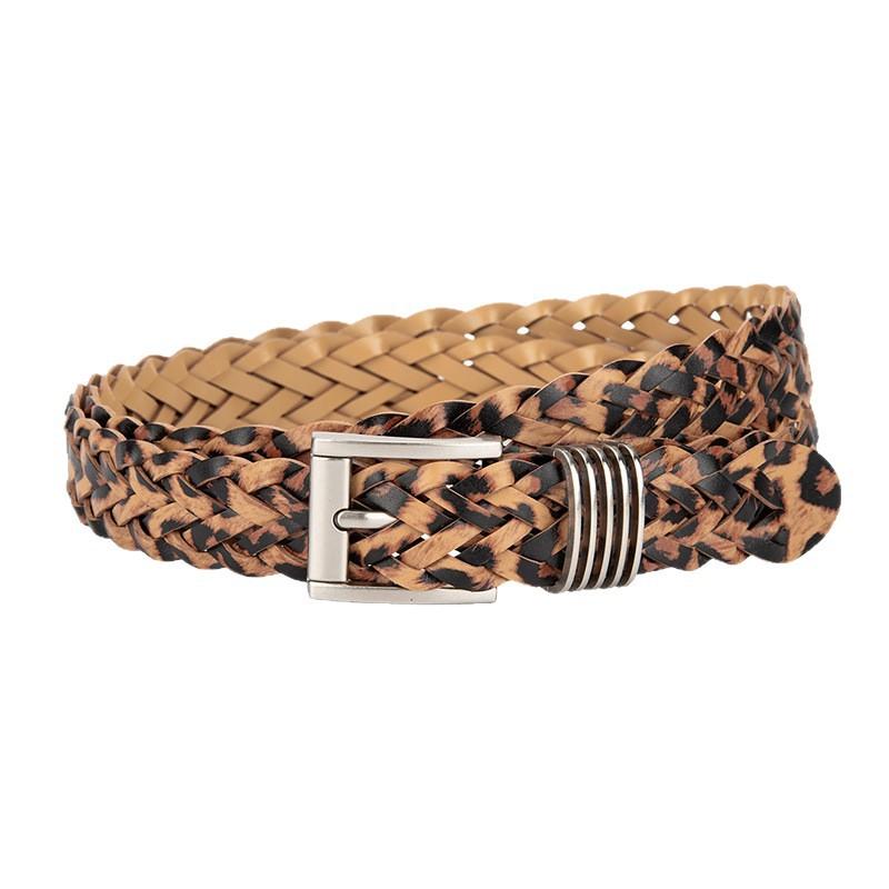 European and American High-end Woven Belt Women's Alloy Pin Buckle Without Punching and Dress Belt Belt Women