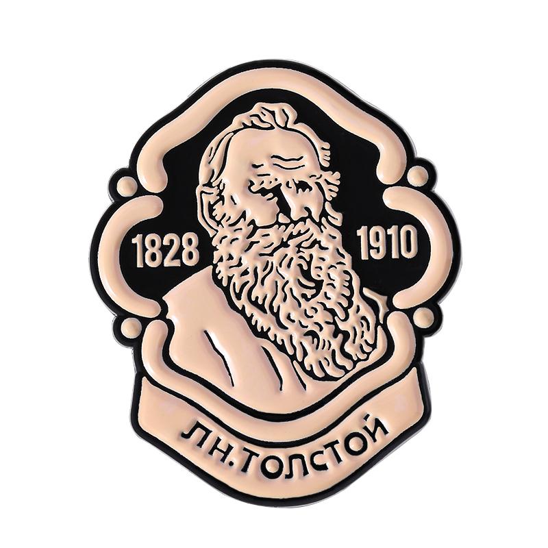 Russian Leo Tolstoy Political Thinker Philosopher Enamel Pins Literature Lovers Brooches Lapel Badge Jewelry Gifts for Friends